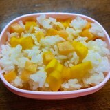 沢庵と薩摩芋の混ぜご飯